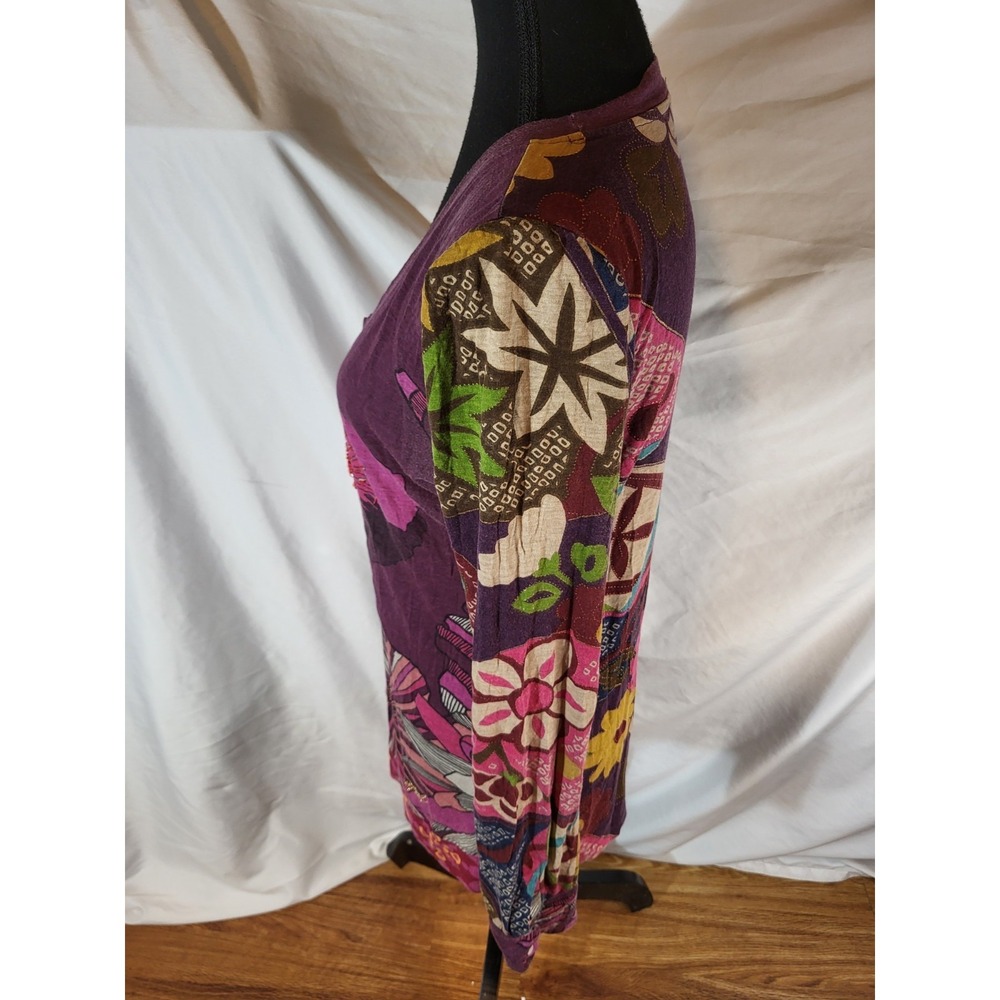 Desigual Embroidered Top Purple Floral Boho Size Large Read - Picture 3 of 6